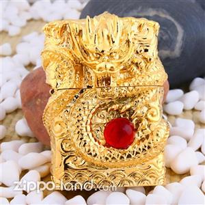 فندک زیپو اصل طرح اژدها با گوی قرمز طراحی ژاپن  Japan Design Zippo Lighter Dragon Red Ball