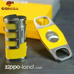 ست هدیه فندک و کاتر کوهیبا با بدنه زرد  Original Cohiba Gift Set