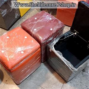 صندلی پاف مکعبی تک نفره باکسدار چرمی کد 99