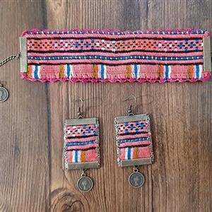 ست دستبند و گوشواره سوزن دوزی کد S21