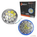 بلوری LED چراغ موتورسیکلت هوندا مارک MDH مدل 12 لامپ مناسب CG قطر 14 سانت هاله دار