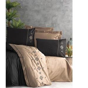 ست ملحفه کاتن باکس مدل Brode Saten Elisa Bej دو نفره 6 تکه