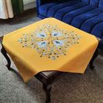 رومیزی مخمل  100x100 طرح  دلنواز زرد  آرت مان