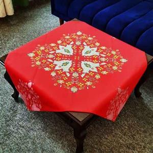 رومیزی مخمل  100x100 طرح  دلنواز قرمز  آرت مان