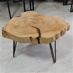 میز جلومبلی روستیک چوب توسکا  با پایه سنجاقی فلزی