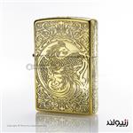 فندک زیپو اصل طرح ققنوس حکاکی شده برنجی طراحی ژاپن  Japan Design Zippo Lighter phoenix