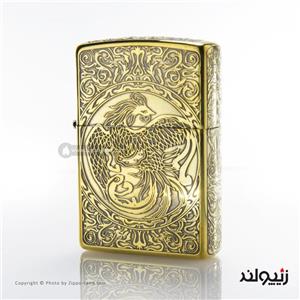 فندک زیپو اصل طرح ققنوس حکاکی شده برنجی طراحی ژاپن  Japan Design Zippo Lighter phoenix 