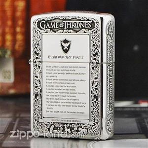 فندک زیپو اصل مدل بازی تاج و تخت با بدنه از جنس نقره طراحی ژاپن تولید محدود  Japan Design Zippo Game Of Thrones NI