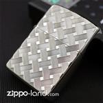 فندک زیپو اصل مدل بافت نقره ای‌ طراحی ژاپن