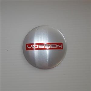 آرم کاپ رینگ چرخ ماشین طرح VOSSEN نما استیل کادر قرمز(مناسب همه رینگهای اسپرت با دهنه سایز 030)