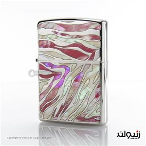 فندک زیپو اصل با صدف طبیعی روی بدنه طراحی ژاپن  Japan Design Zippo Lighter Zebra Print – SFR ZB 