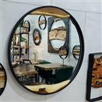 آینه دیواری روستیک از چوب درخت سنجد و فلز