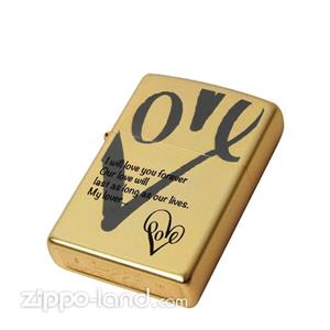 فندک زیپو اصل طرح عشق رنگ شمش طلا طراحی ژاپن Japan Design Zippo Lighter T Love GD 