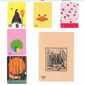 دفتر 60 برگ تک خط ته چسب جلد گلاسه طرح کلاسیک الیپون کد 63119