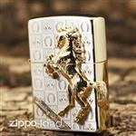 فندک زیپو اصل مدل اسب سه بعدی با بدنه طلایی طراحی ژاپن  Japan Design Zippo Lighter ZD139 G1000