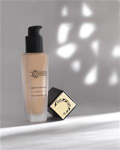 کرم پودر پمپی شیشه ای کانفست SPF 30 بدون چربی با نمای مات، حجم 30 میل CONFEST PUMP FOUNDATION SPF 30 ALL NUMBERS