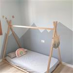 تخت خواب نوجوان چوبی روستیک دکور مدل TY700