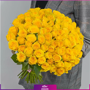 دسته گل 80 شاخه گل رز زرد 40 سانتی