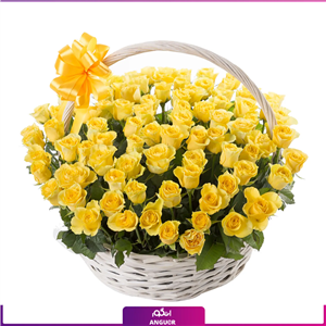 سبد گل رز زرد 80 شاخه ای
