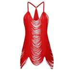 لباس خواب زنانه ریش ریشی قرمز کد ۴۴۳۸-۹۷۲۶