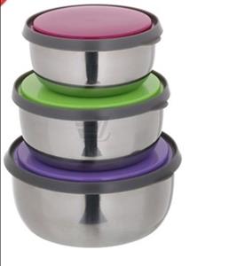 کاسه استیل 3 عددی درب دار