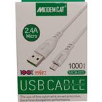 کابل شارژر میکرو  micro USB مودم کت مدل  Modem cat MCB-005 فست شارژ 2.4A  طول کابل یک متر 100cm