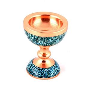 سنگ آب مس و فیروزه کوبی نیشابور 11 سانتی یا آجیل خوری هنر صنایع دستی سایروس 