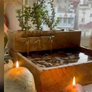 آب نمای سنگی همراه با پمپ آب آبشاری 2 طبقه