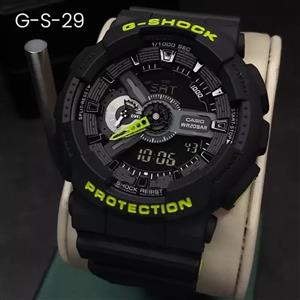 ساعت  مچی جی شاک GA110 مشکی فسفری  (جیشاک GShock) ، صد در صد ضدآب ، تنظیم اتوماتیک با پایتخت کشورها ، اتولایت دار