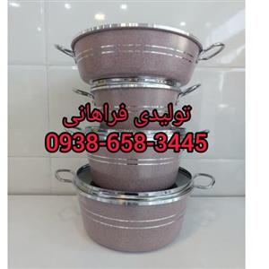 خرید و قیمت سرویس قابلمه زنبوری کالباسی مدل گلدانی تولید شده توسط تولیدی رامیلا aluminium cookware 