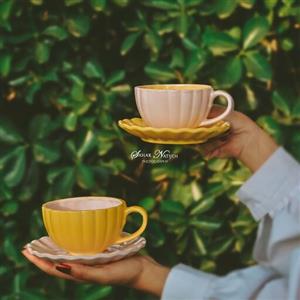 ست فنجان نعلبکی لته خوری | سرامیکی دستساز