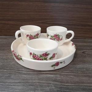 ست قهوه خوری سرامیکی طرح گل سرخی