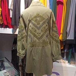 مانتو لینن گلدوزی(طرح رومی ،پولک دوزی)