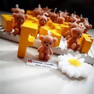 شمع گیفت خرسی تدی قابل سفارش در رنگ دلخواه تعداد سفارش از  10 به بالا