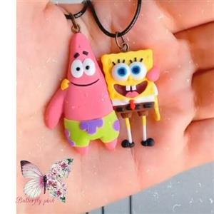 گردنبند فانتزی ست دوستی باب اسفنجی و پاتریک،خاص و جذاب و ترند،ست دوستی دونفره