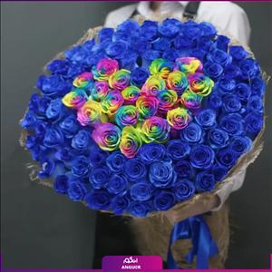 دسته گل رز آبی 101 شاخه 70سانتی با دیزاین خاص
