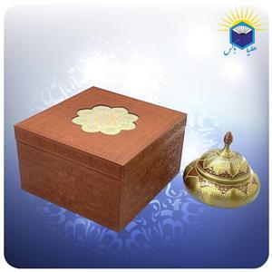 قندان سلجوقی گرد تمام خاتم با جعبه ام دی اف چرمی (کد ۶۰۲۳۳)