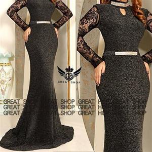 لباس مجلسی لمه زری درجه یک مدل آیلار بلند قد 145 تا155 سایز 36 تا56 موجوده