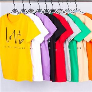 تیشرت عشق همه چیز است جنس نخ پنبه سوپر فری سایز دارای رنگبندی متنوع زنانه و دخترانه