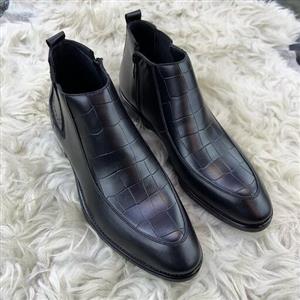 نیم بوت  مجلسی مردانه بندی تمام چرم  طرح آجری در دو رنگ مشکی و عسلی