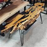 میز  تلوزیون روستیک از چوب درخت زیتون و  پایه فلزی