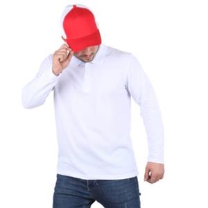 تیشرت جودون آستین بلند سفید یقه دار