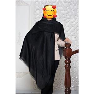 روسری ژاکارد مشکی بزرگترین قواره جنس نخی شیک و مجلسی طرح ال وی . روسری مشکی ژاکارد