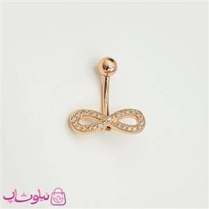 پیرسینگ ناف مدل بی نهایت نگیندار رزگلد