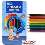 مداد رنگی 12 رنگ پیکاسو مدل 4236 | جعبه فلزی | Picasso colour pencil