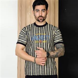 تیشرت مردانه  یقه کوبایی راه راه ریز