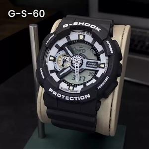 ساعت  مچی جی شاک GA110 مشکی داخل دورسفید(جیشاک GShock) ، صد در صد ضدآب ، تنظیم اتوماتیک با پایتخت کشورها ، اتولایت دار