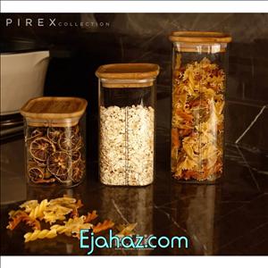 بانکه پیرکس درب چوب بامبو 3 تایی بی وی کی مربع