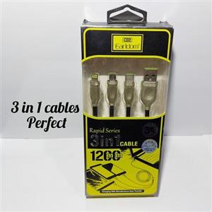 کابل شارژ تبدیل سه کاره usb  به microlightingtype c بسیار مقاوم برند ارلدام