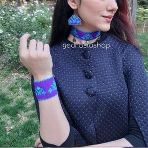 ست طوق گردن و دستبند و گوشواره سوزن دوزی کد S27